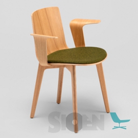 Enea - Lottus Wood Chair with Wooden Armrest - 4 Legs